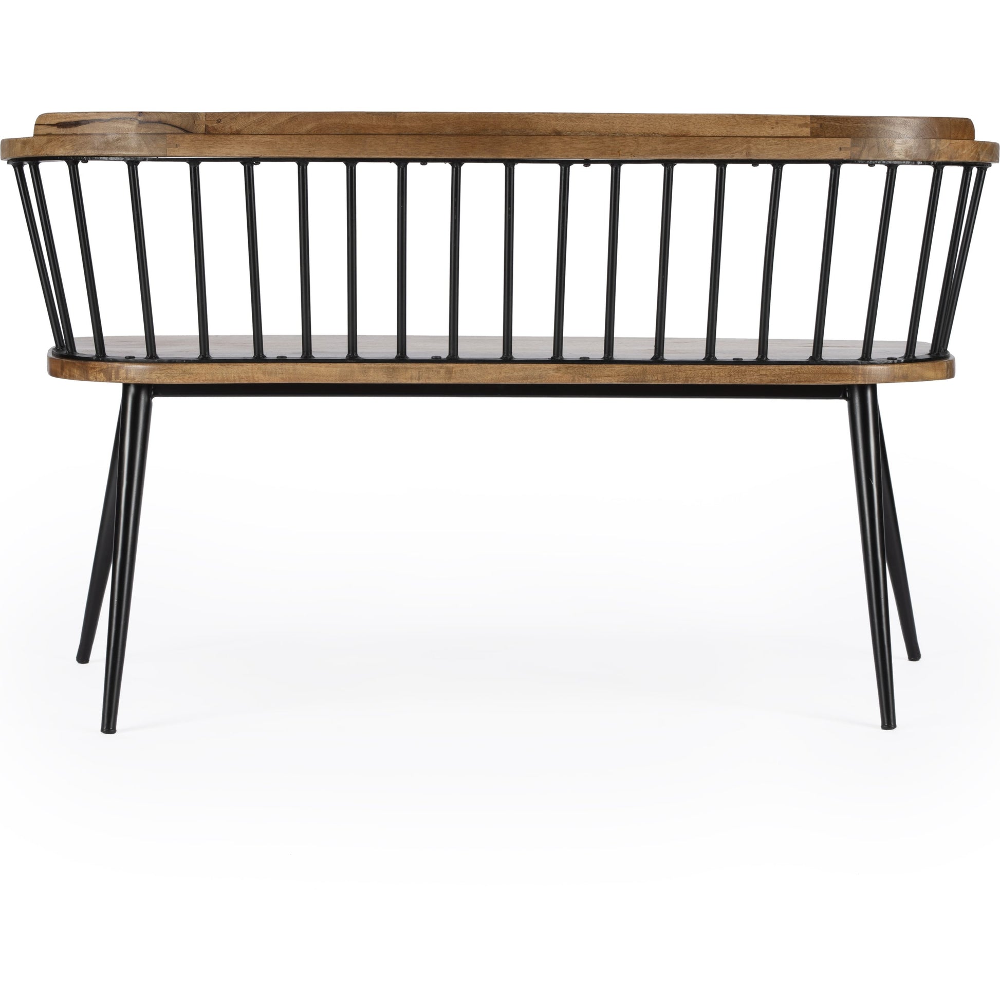 Tempe Bench by Butler Specialty Company. Made from 60% mango solids, 40%- iron in a traditional style.