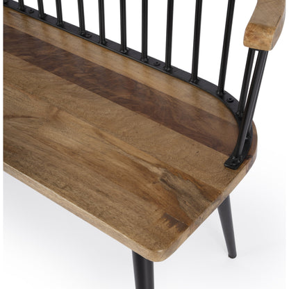 Tempe Bench by Butler Specialty Company. Made from 60% mango solids, 40%- iron in a traditional style.