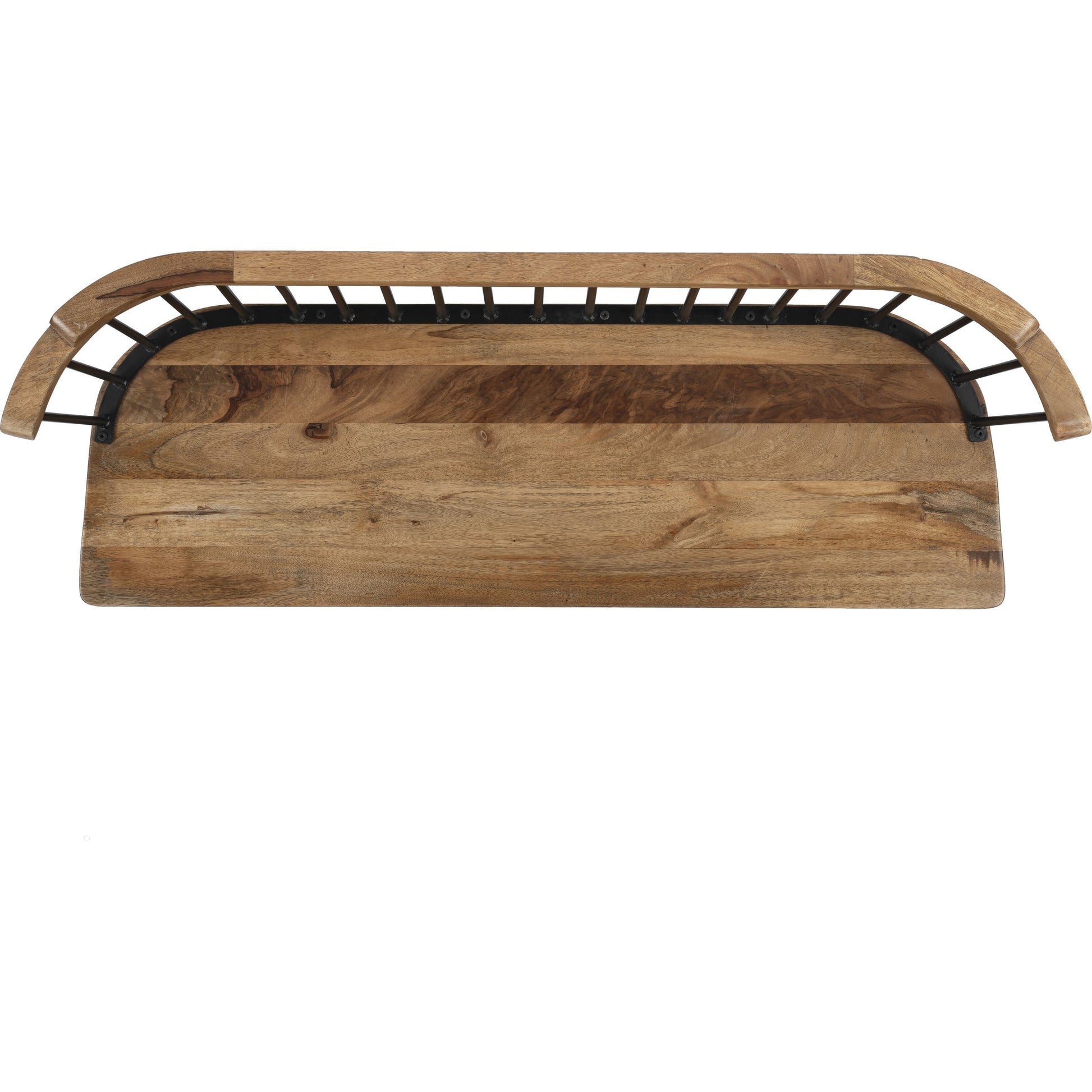 Tempe Bench by Butler Specialty Company. Made from 60% mango solids, 40%- iron in a traditional style.