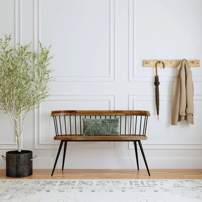 Tempe Bench by Butler Specialty Company. Made from 60% mango solids, 40%- iron in a traditional style.