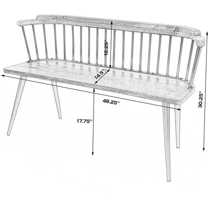 Tempe Bench by Butler Specialty Company. Made from 60% mango solids, 40%- iron in a traditional style.