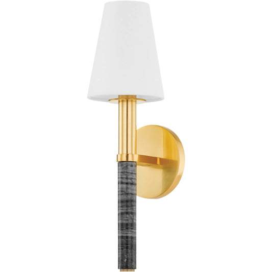 Montreal Wall Sconce by Hudson Valley in aged brass. Made from steel in a unique style.