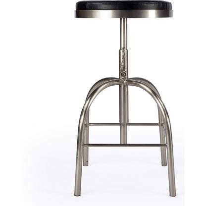 Clyde Bar Stool by Butler Specialty Company in brown and brown leather. Made from iron, brown leather, fr foam in a modern style.