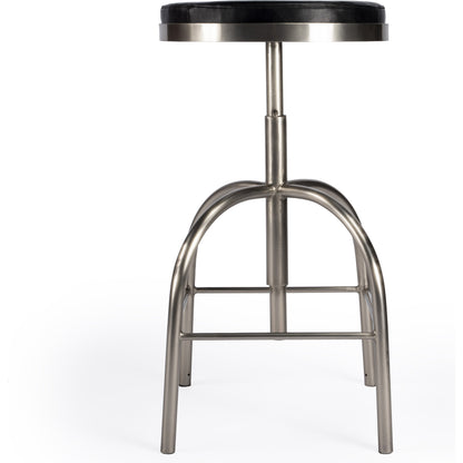 Clyde Bar Stool by Butler Specialty Company in brown and brown leather. Made from iron, brown leather, fr foam in a modern style.