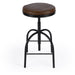 Clyde Bar Stool by Butler Specialty Company in brown and brown leather. Made from iron, brown leather, fr foam in a modern style.