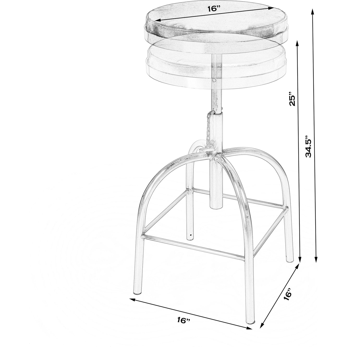 004 SI-1822255 | Additional Silo | Clyde Bar Stool by Butler Specialty Company in brown and brown leather. Made from iron, brown leather, fr foam in a modern style.