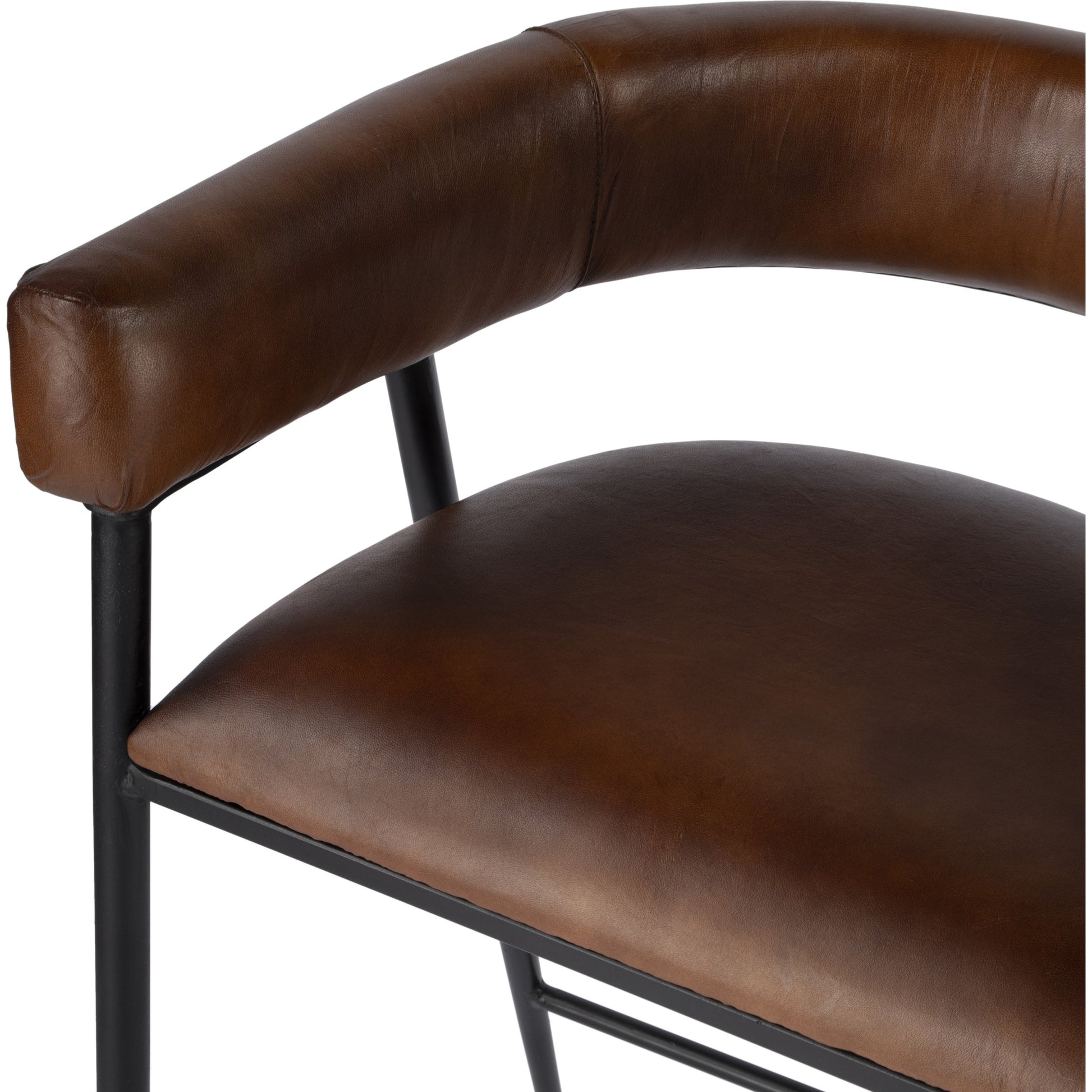 Dallas Bar Stool by Butler Specialty Company in brown and brown leather. Made from upholstery: leather (goat leather) in a modern style.
