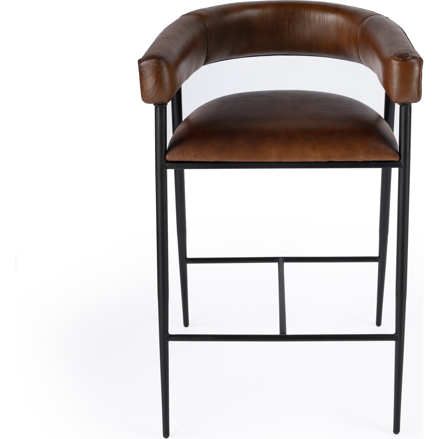 002 SI-1822262 | Additional Silo | Dallas Bar Stool by Butler Specialty Company in brown and brown leather. Made from upholstery: leather (goat leather) in a modern style.