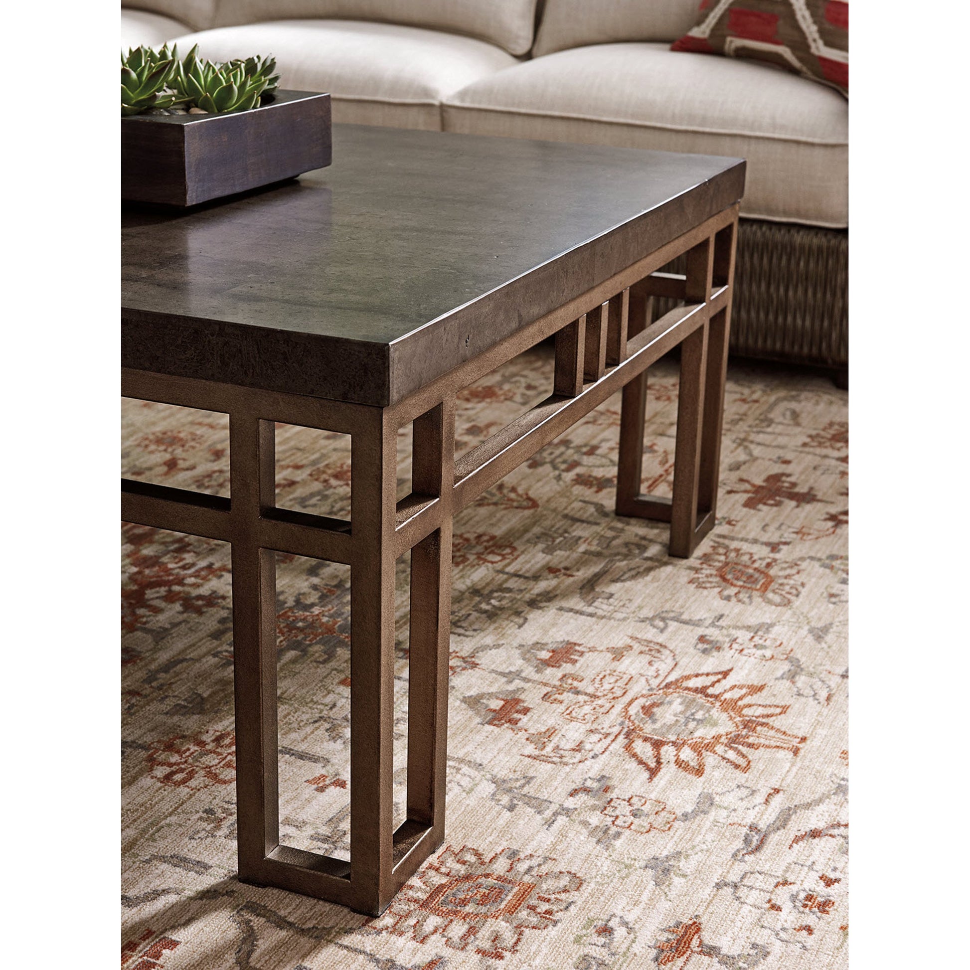 Montera Travertine Cocktail Table by Tommy Bahama Home. Made from unique in a transitional style.