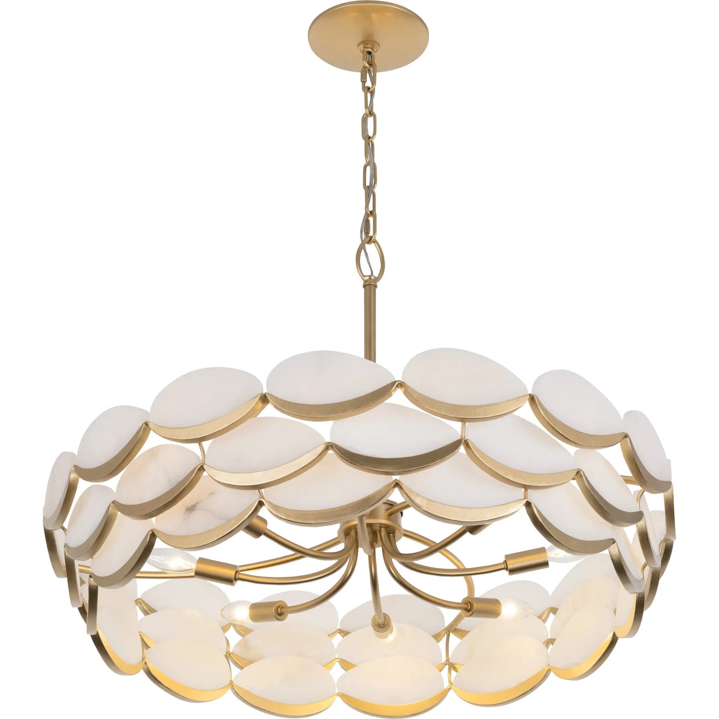 003 SI-2536995 | Additional Silo | High Tide 8 Light Pendant by Varaluz in gold. Made from steel, alabaster in a unique style.