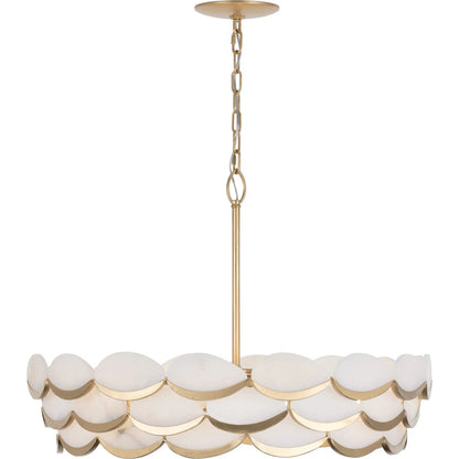 High Tide 8 Light Pendant by Varaluz in gold. Made from steel, alabaster in a unique style.