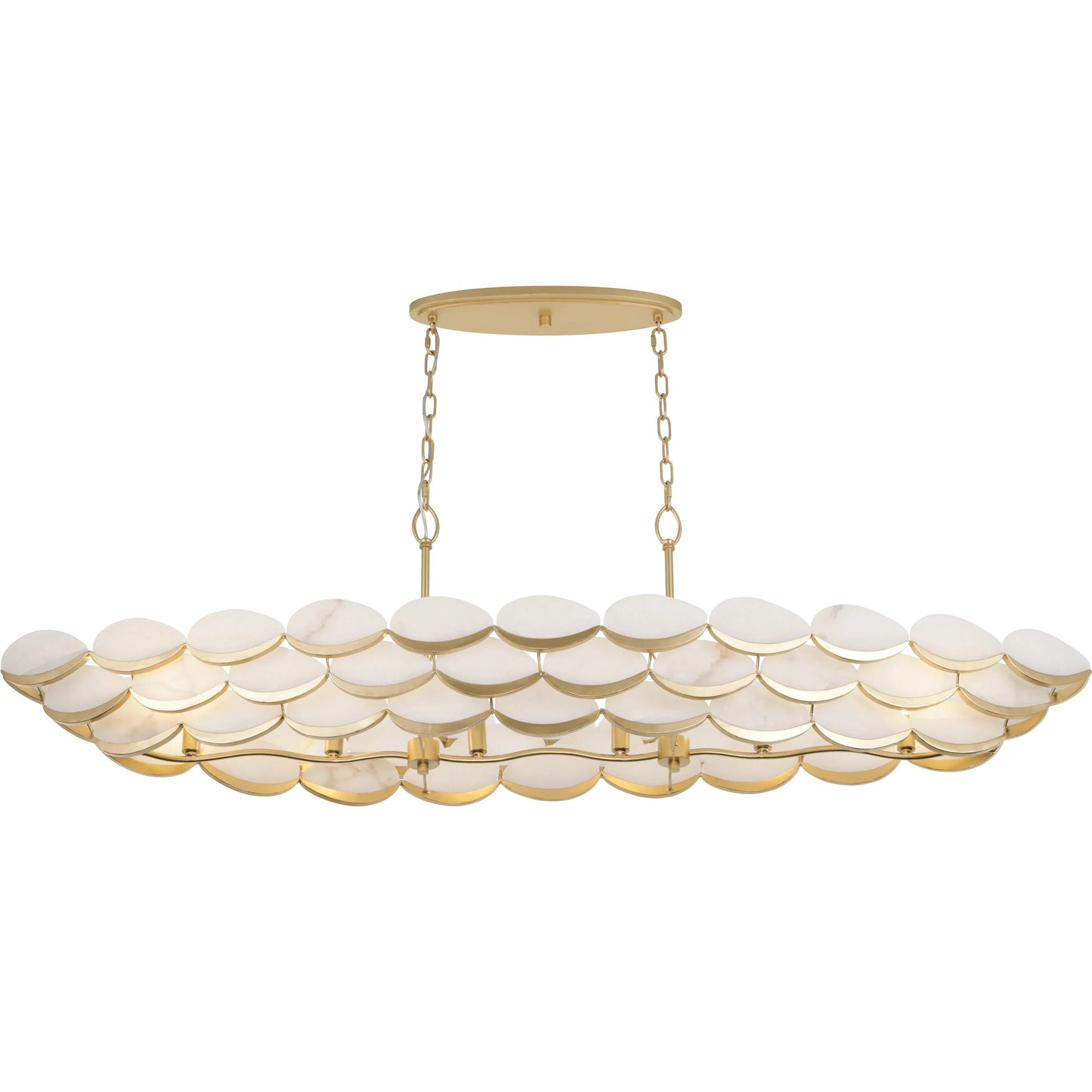 003 SI-2536994 | Additional Silo | High Tide 6 Light Linear Pendant by Varaluz in gold. Made from steel, alabaster in a unique style.