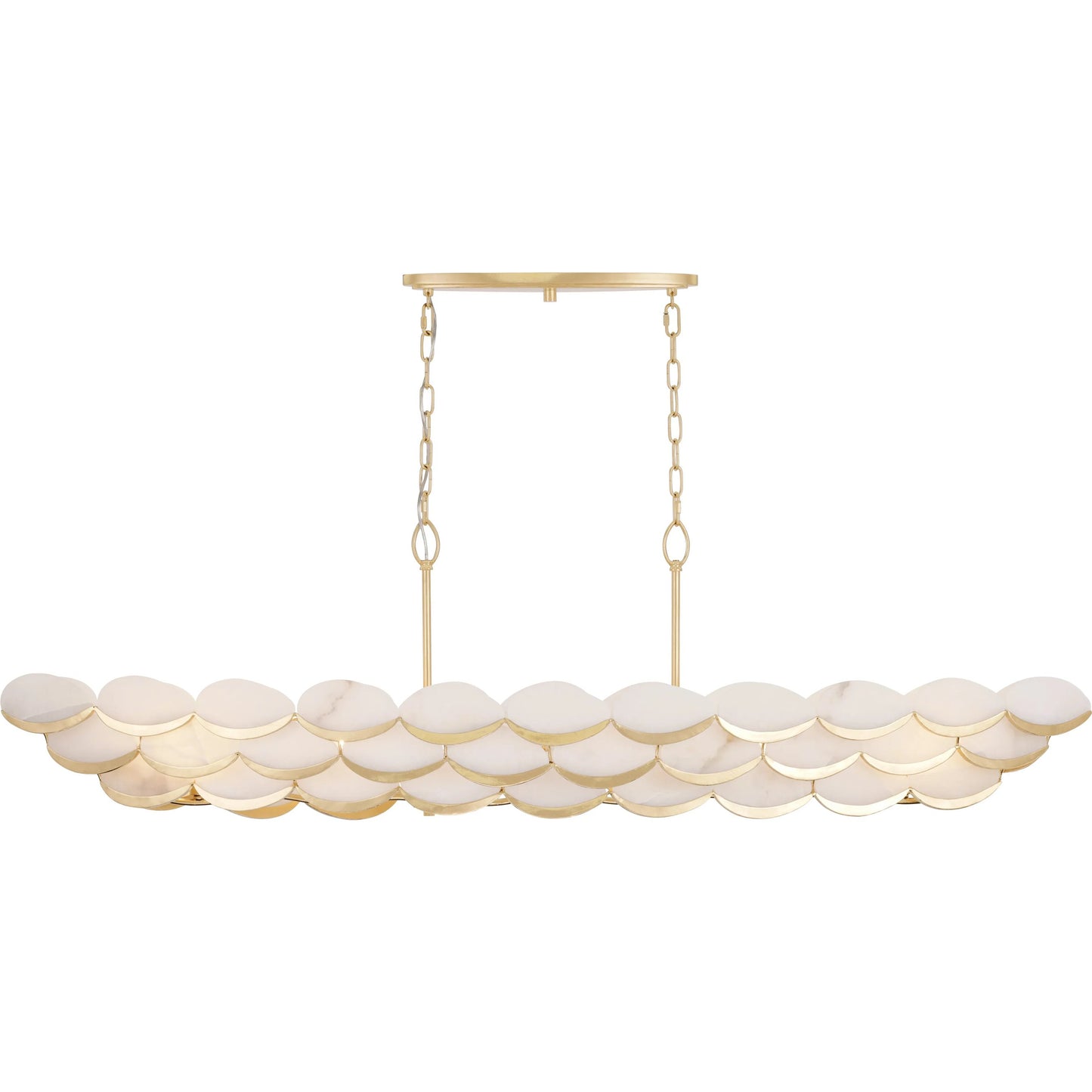001 SI-2536994 | Primary Silo | High Tide 6 Light Linear Pendant by Varaluz in gold. Made from steel, alabaster in a unique style.