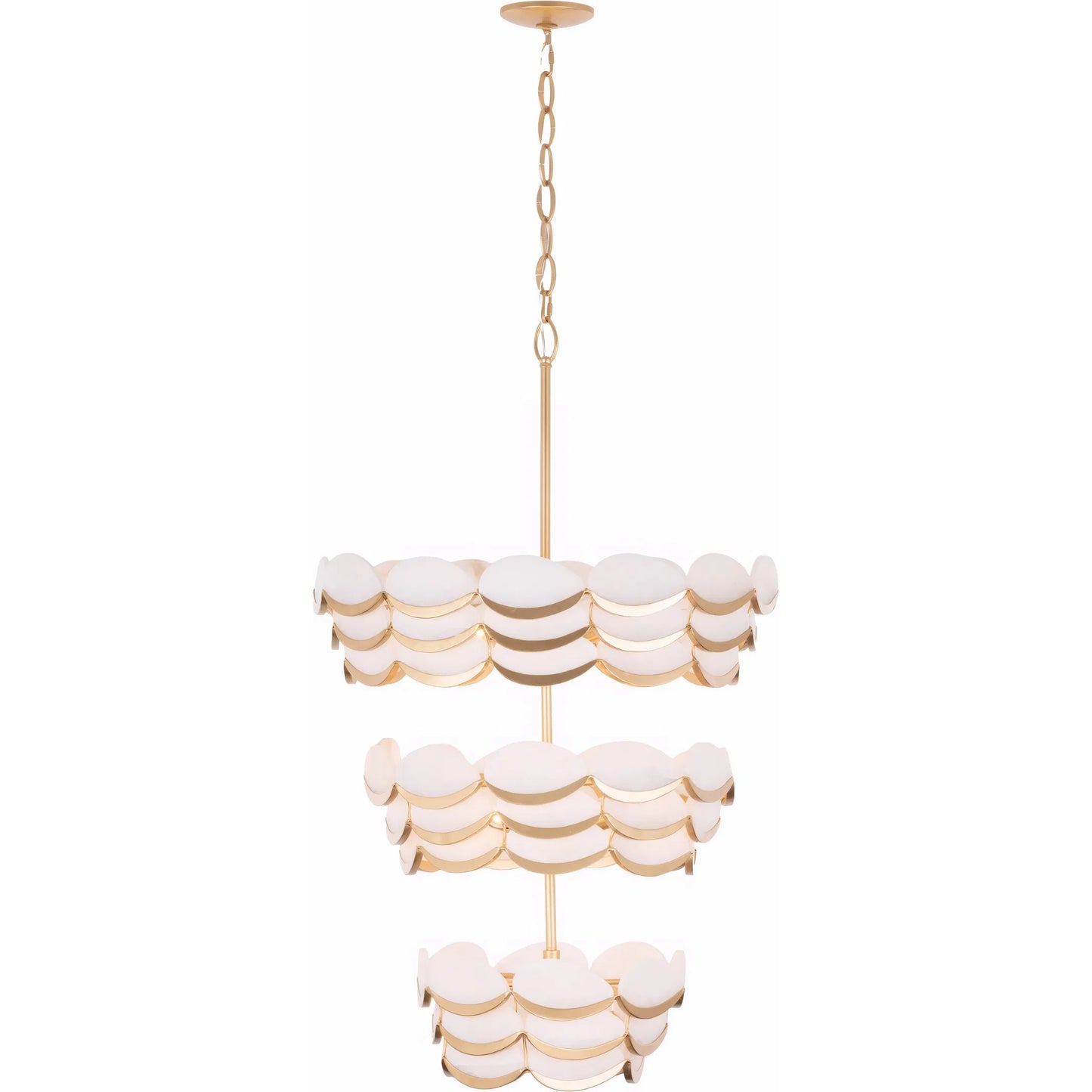 000 SI-2536989 | Primary Silo | High Tide 11 Light 3 Tier Pendant by Varaluz in gold. Made from steel, alabaster in a unique style.