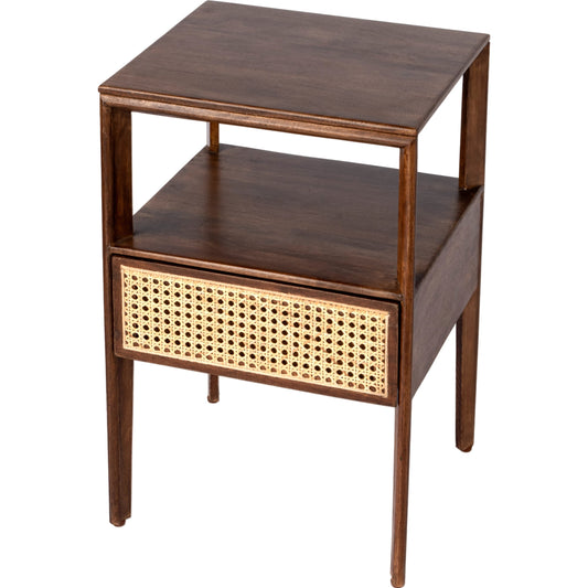Vardo Nightstand by Butler Specialty Company in multi and brown, natural. Made from mango wood, mdf, cane in a cottage & farmhouse style.