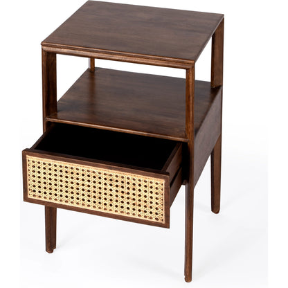 Vardo Nightstand by Butler Specialty Company in multi and brown, natural. Made from mango wood, mdf, cane in a cottage & farmhouse style.