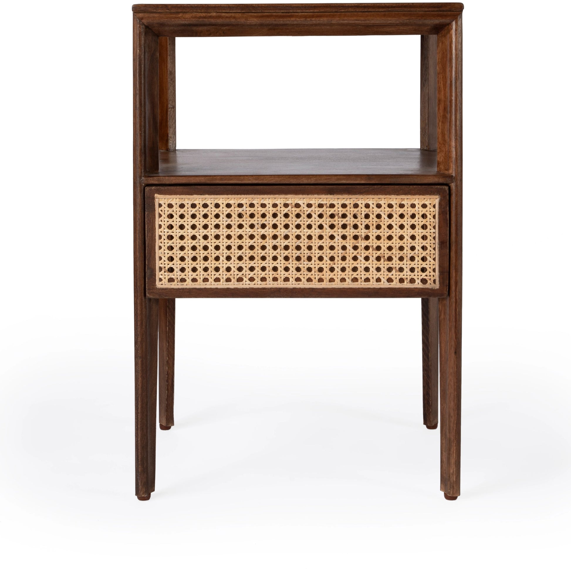 Vardo Nightstand by Butler Specialty Company in multi and brown, natural. Made from mango wood, mdf, cane in a cottage & farmhouse style.