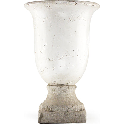 Distressed White Ceramic Urn by Zentique in distressed white. Made from ceramic in a modern style.