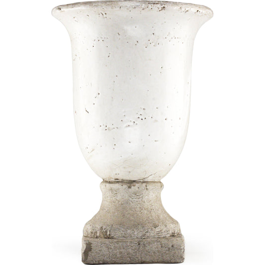 Distressed White Ceramic Urn by Zentique in distressed white. Made from ceramic in a modern style.