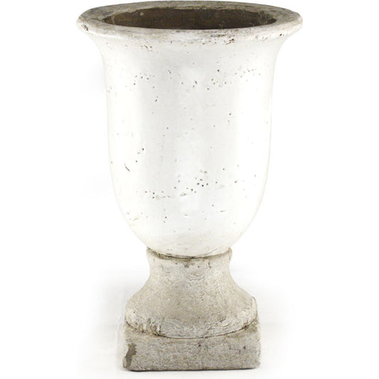 Distressed White Ceramic Urn by Zentique in distressed white. Made from ceramic in a modern style.