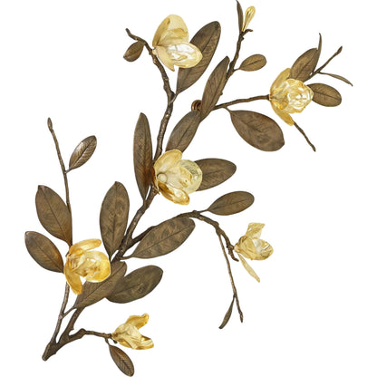 Magnolia Branch Wall Art by Global Views in antique brass, gold. Made from brass in a modern style.