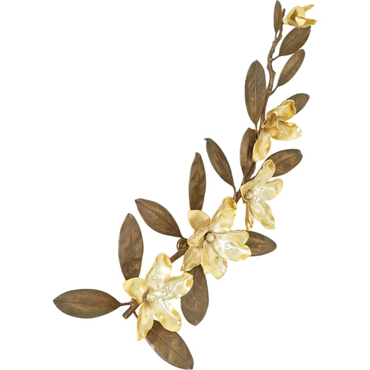 Magnolia Branch Wall Art by Global Views in antique brass, gold. Made from brass in a unique style.