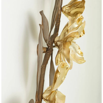 Magnolia Branch Wall Art by Global Views in antique brass, gold. Made from brass in a modern style.