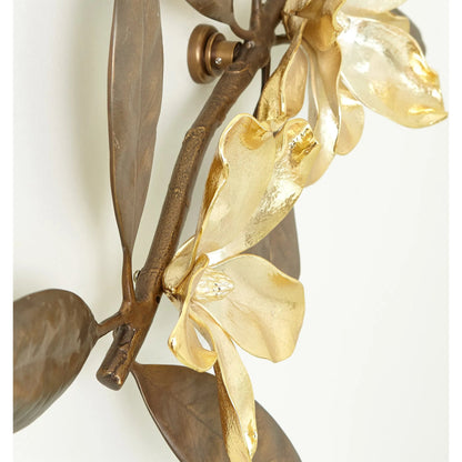 Magnolia Branch Wall Art by Global Views in antique brass, gold. Made from brass in a modern style.
