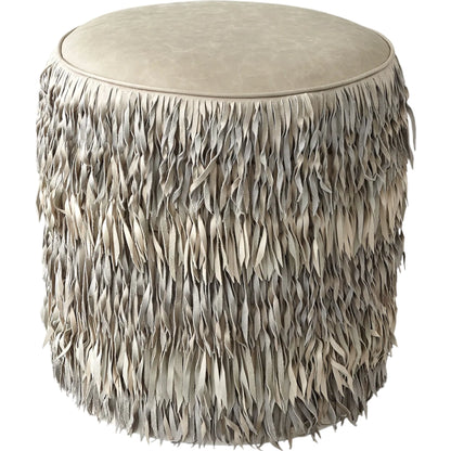 Fringe Ottoman by Global Views. Made from mdf, leather, pvc in a unique style.