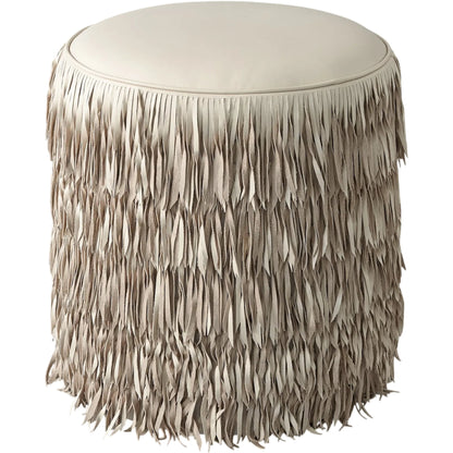 Fringe Ottoman by Global Views. Made from mdf, leather, pvc in a unique style.