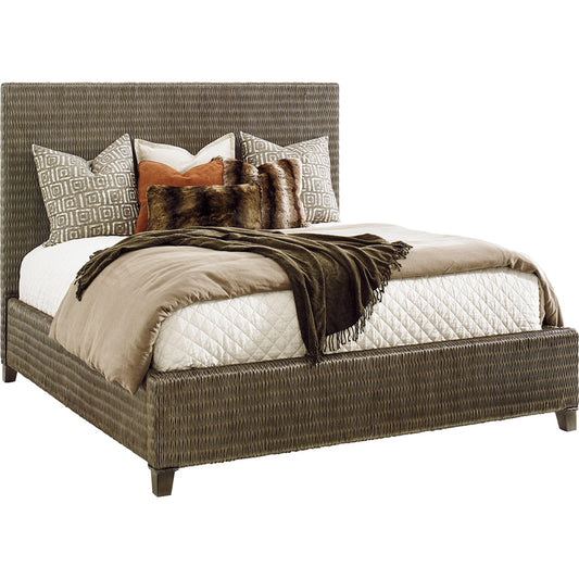 Driftwood Isle Woven Platform Bed by Tommy Bahama Home in smoke gray. Made from unique in a coastal style.