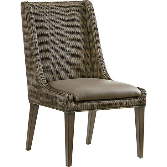 Brandon Woven Side Chair by Tommy Bahama Home in dove gray. Made from unique in a coastal style.