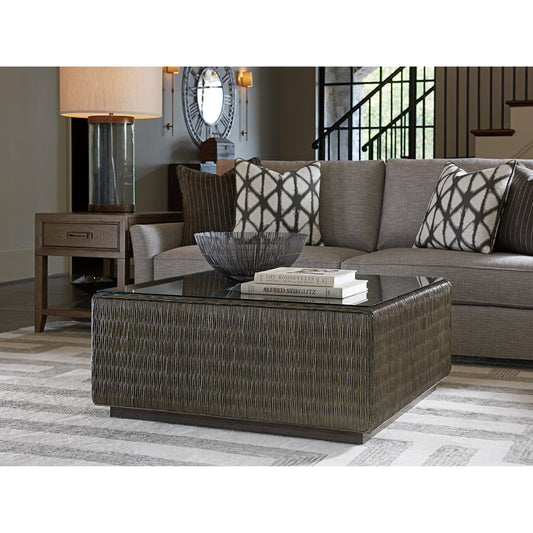 Seawatch Woven Cocktail Table Tempered Glass Top by Tommy Bahama Home. Made from unique in a coastal style.