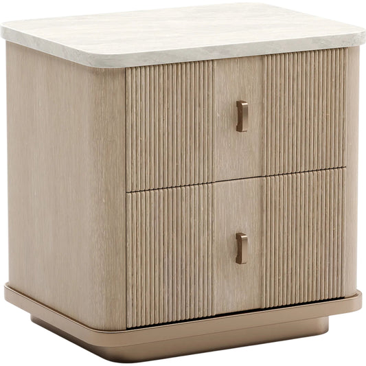 Rhythm Small Nightstand by Caracole. Made from stone in a modern style.