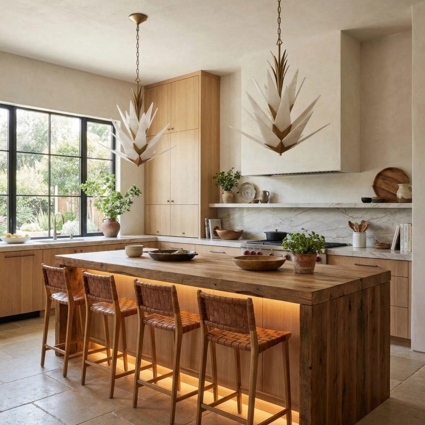 003 SI-2537007 | Lifestyle | Mojave 9 Light Pendant by Varaluz in gold. Made from steel, alabaster in a unique style.
