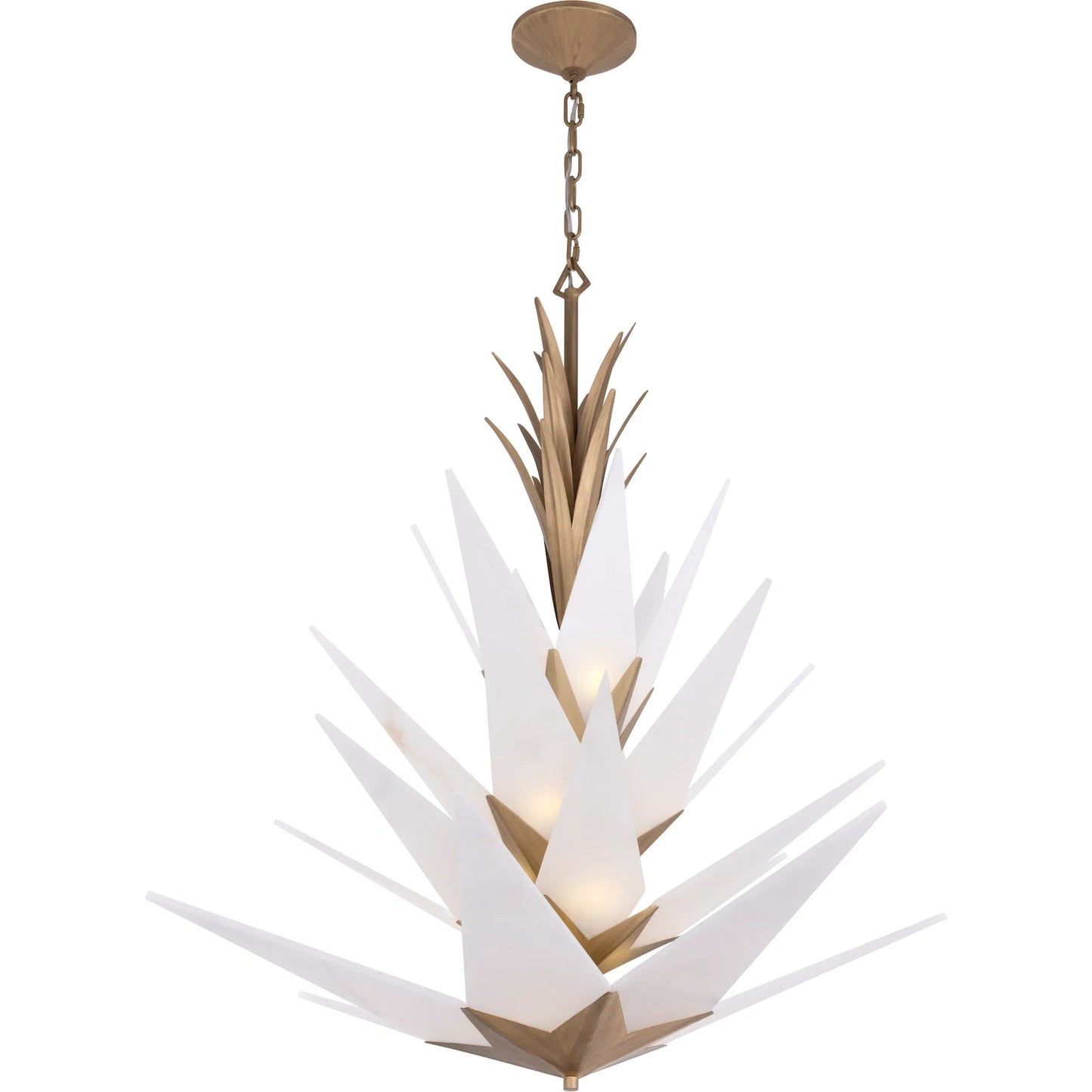 002 SI-2537005 | Additional Silo | Mojave 12 Light Pendant by Varaluz in gold. Made from steel, alabaster in a unique style.