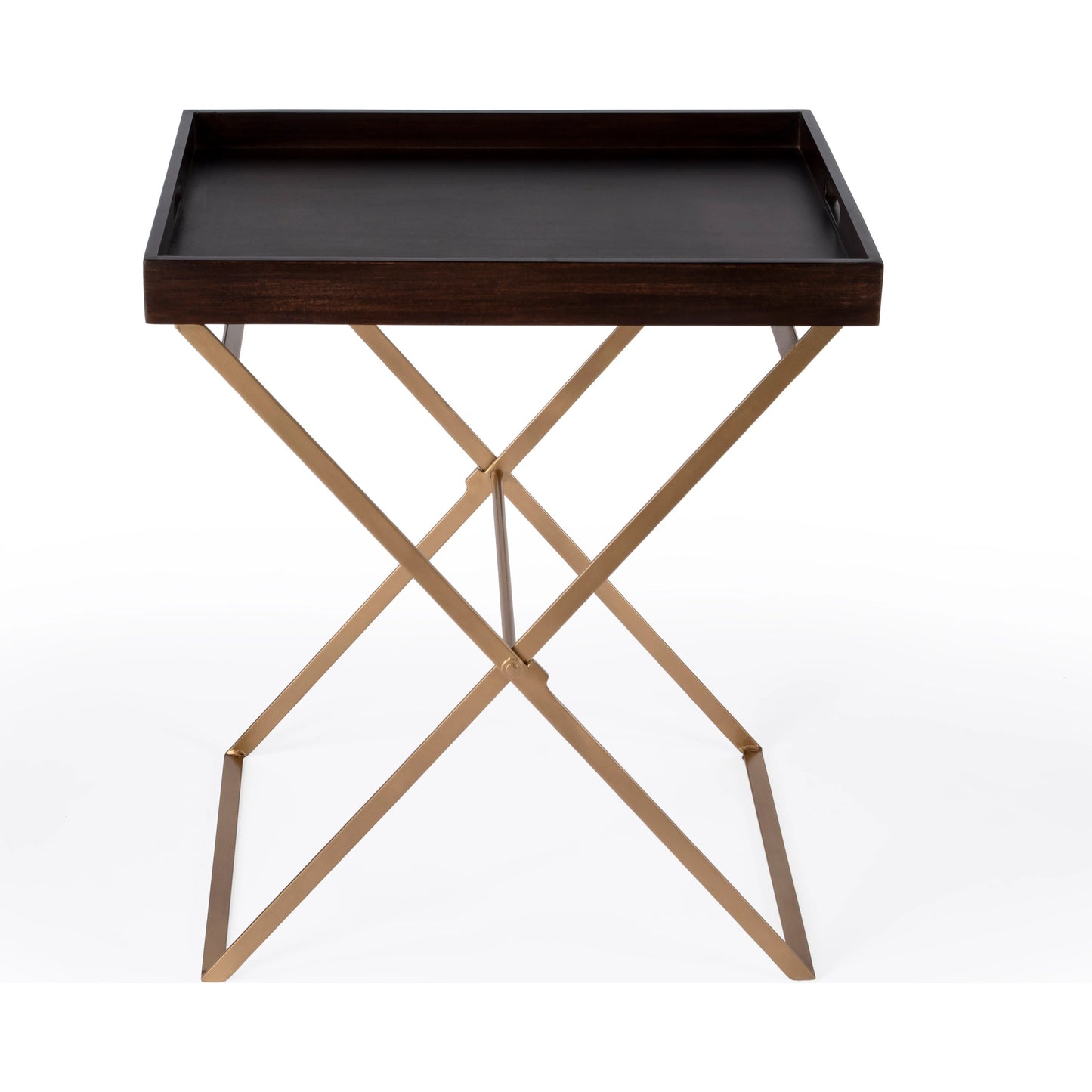 002 SI-2021934 | Additional Silo | Emma Tray Table by Butler Specialty Company in brown and gold. Made from mango wood, iron in a modern style.