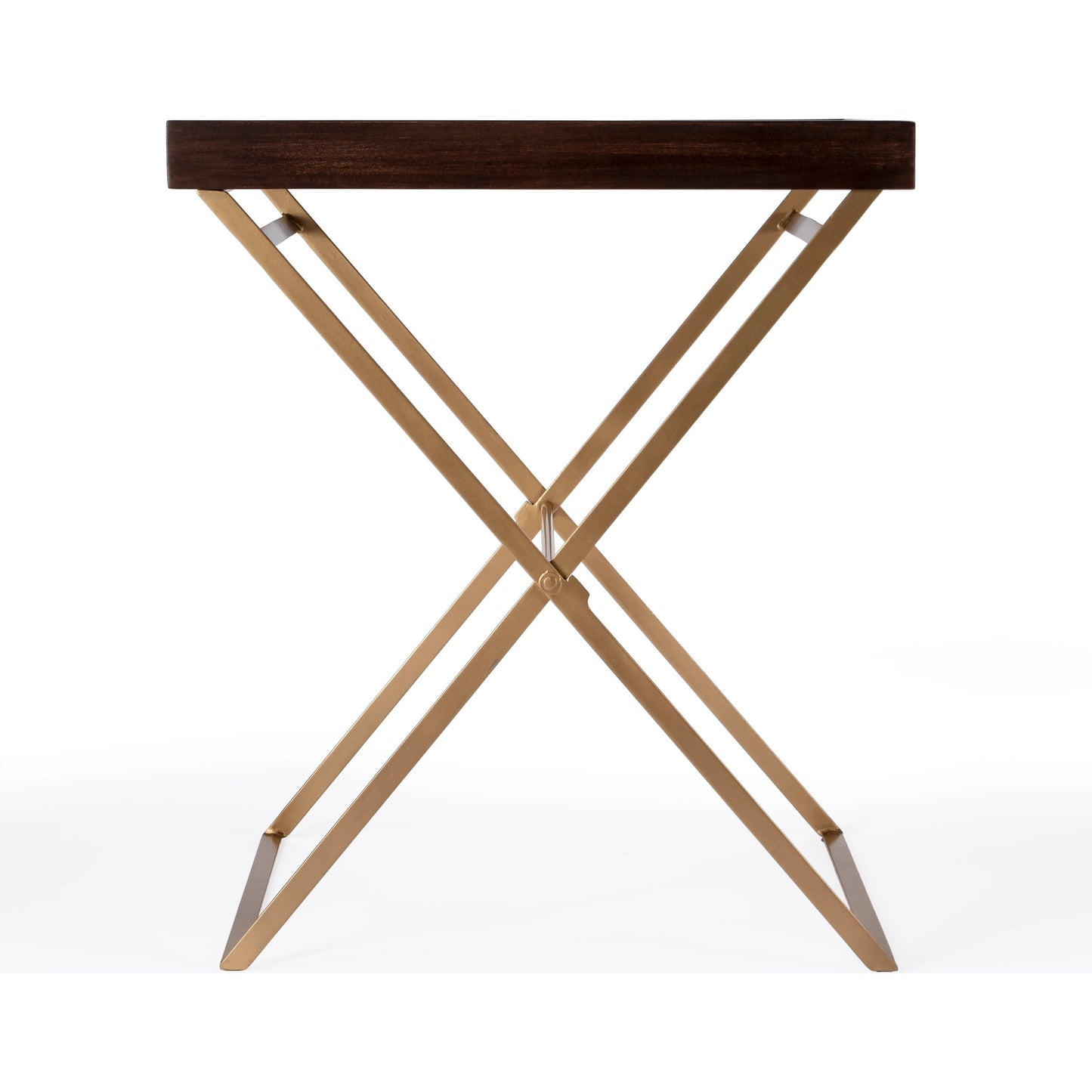 003 SI-2021934 | Additional Silo | Emma Tray Table by Butler Specialty Company in brown and gold. Made from mango wood, iron in a modern style.
