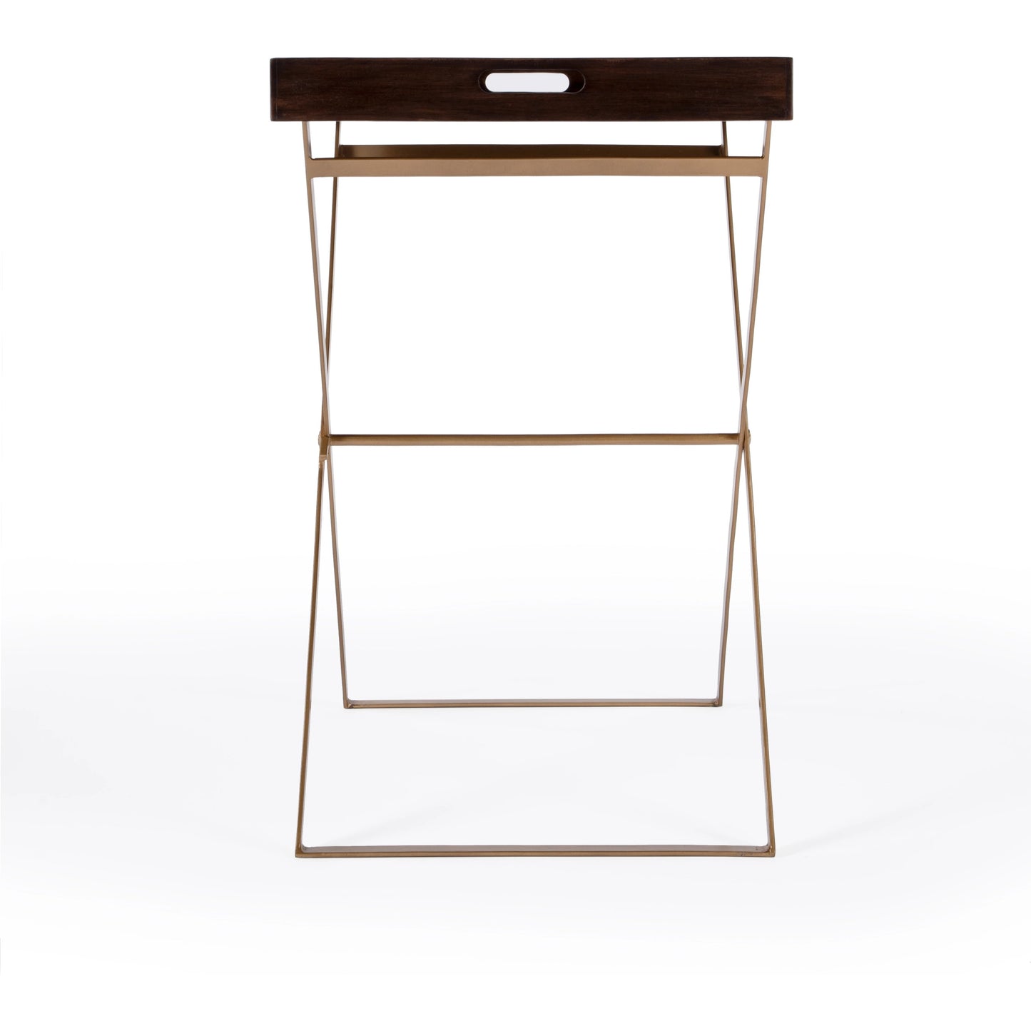 004 SI-2021934 | Additional Silo | Emma Tray Table by Butler Specialty Company in brown and gold. Made from mango wood, iron in a modern style.