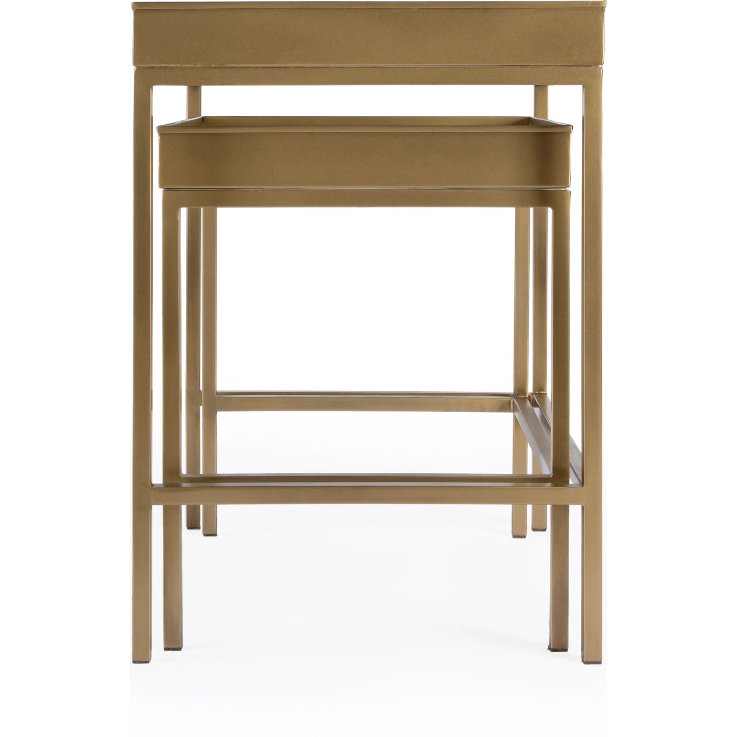 006 SI-2021989 | Additional Silo | Lenny  Nesting Tables by Butler Specialty Company in gold and antique gold. Made from stainless steel & glass in a modern style.