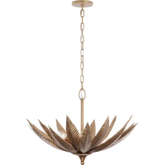 002 SI-2537051 | Primary Silo | Zanara 3 Light Pendant by Varaluz in gold. Made from steel in a unique style.