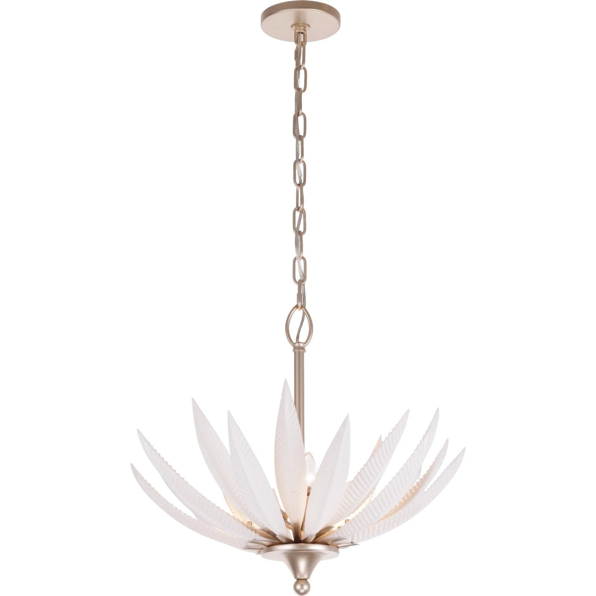 Zanara 3 Light Pendant with 3D Printed Ceramic Leaves by Varaluz in gold. Made from ceramic, steel in a unique style.