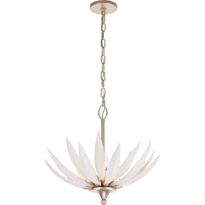 Zanara 3 Light Pendant with 3D Printed Ceramic Leaves by Varaluz in gold. Made from ceramic, steel in a unique style.