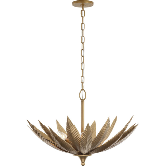 Zanara 6 Light Pendant by Varaluz in gold. Made from steel in a unique style.