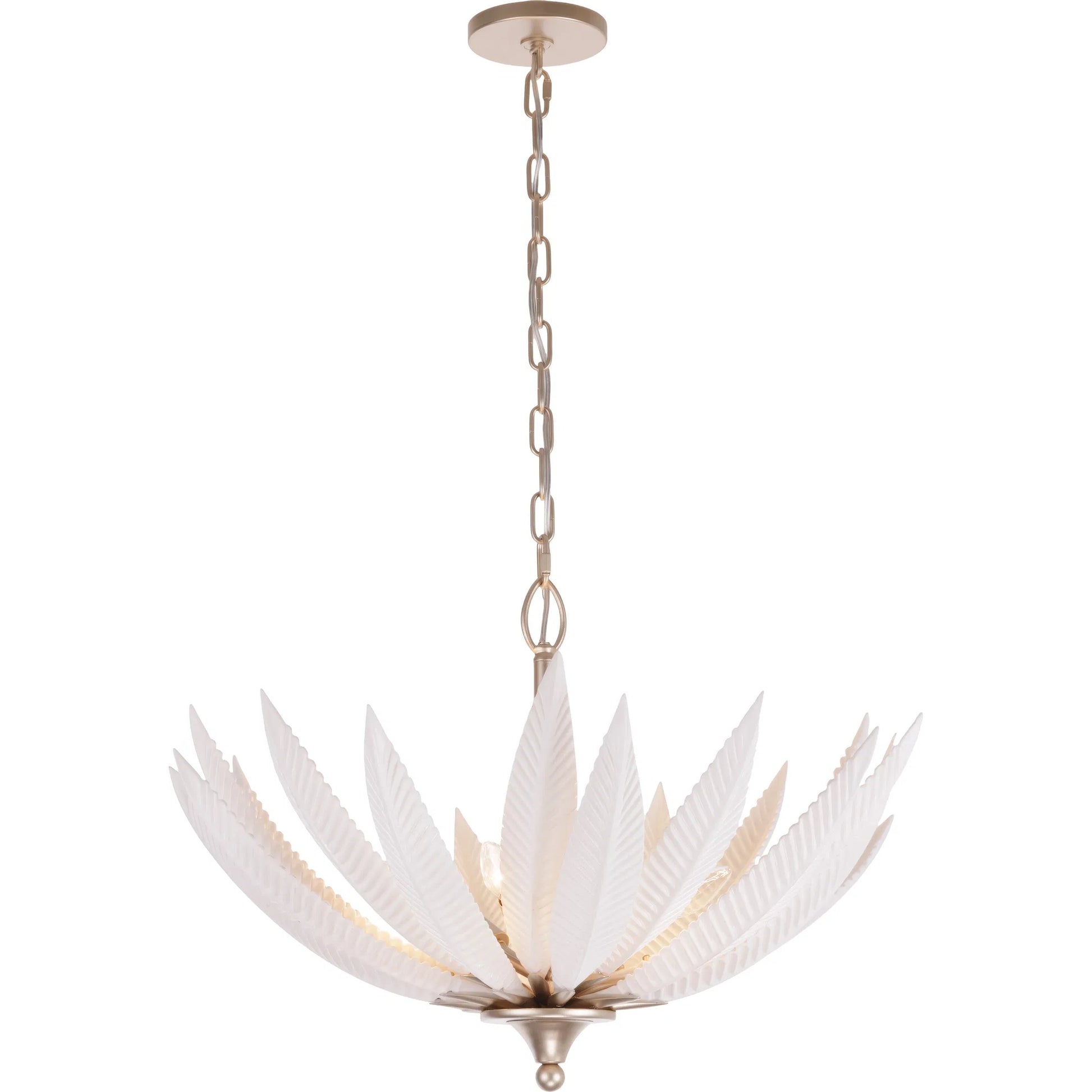 Zanara 6 Light Pendantwith 3D Printed Ceramic Leaves by Varaluz in gold. Made from ceramic, steel in a unique style.