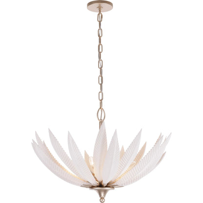 Zanara 6 Light Pendantwith 3D Printed Ceramic Leaves by Varaluz in gold. Made from ceramic, steel in a unique style.