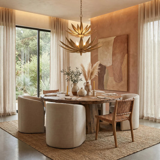 Zanara 9 Light Pendant by Varaluz in gold. Made from steel in a unique style.