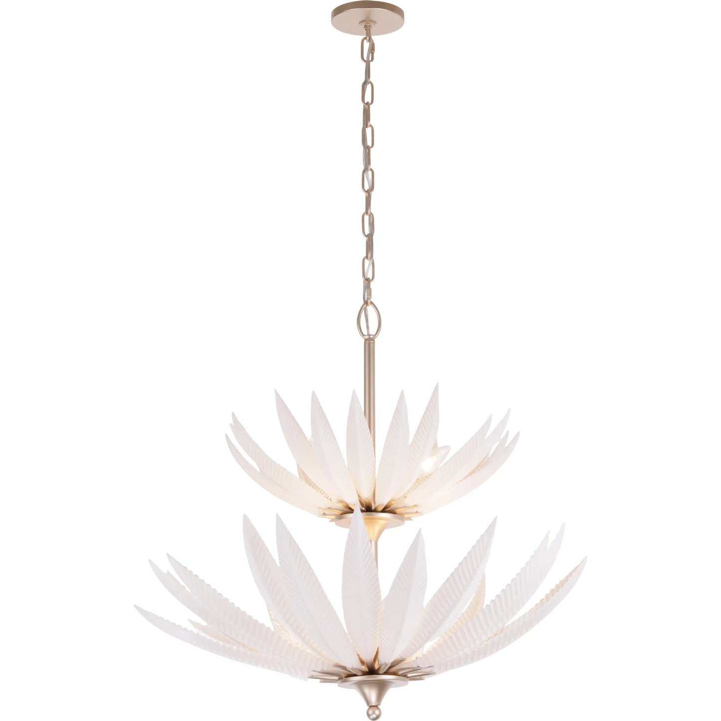 001 SI-2537056 | Primary Silo | Zanara 9 Light Pendantwith 3D Printed Ceramic Leaves by Varaluz in gold. Made from ceramic, steel in a unique style.