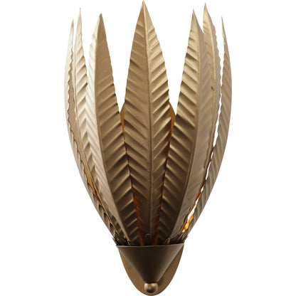 Zanara 1 Light Sconce by Varaluz in gold. Made from steel in a unique style.
