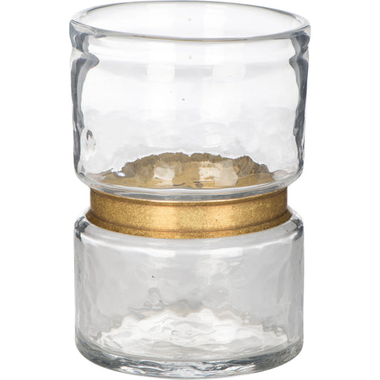 Antique Glass Flower Vase by Bradburn Home in clear, brass and clear, brass. Made from glass, brass in a modern style.